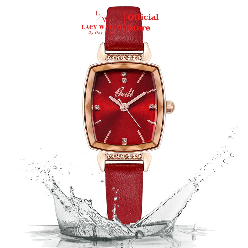 Đồng hồ nữ LaCy Watch đồng hồ đeo tay dây da chống nước mặt chữ nhật cọc số đính kim cương sang chảnh DHVGE0008 | BigBuy360 - bigbuy360.vn