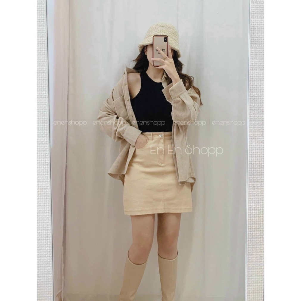 áo sơ mi nhung tăm AS05 , kiểu áo sơ mi oversize phom thụng