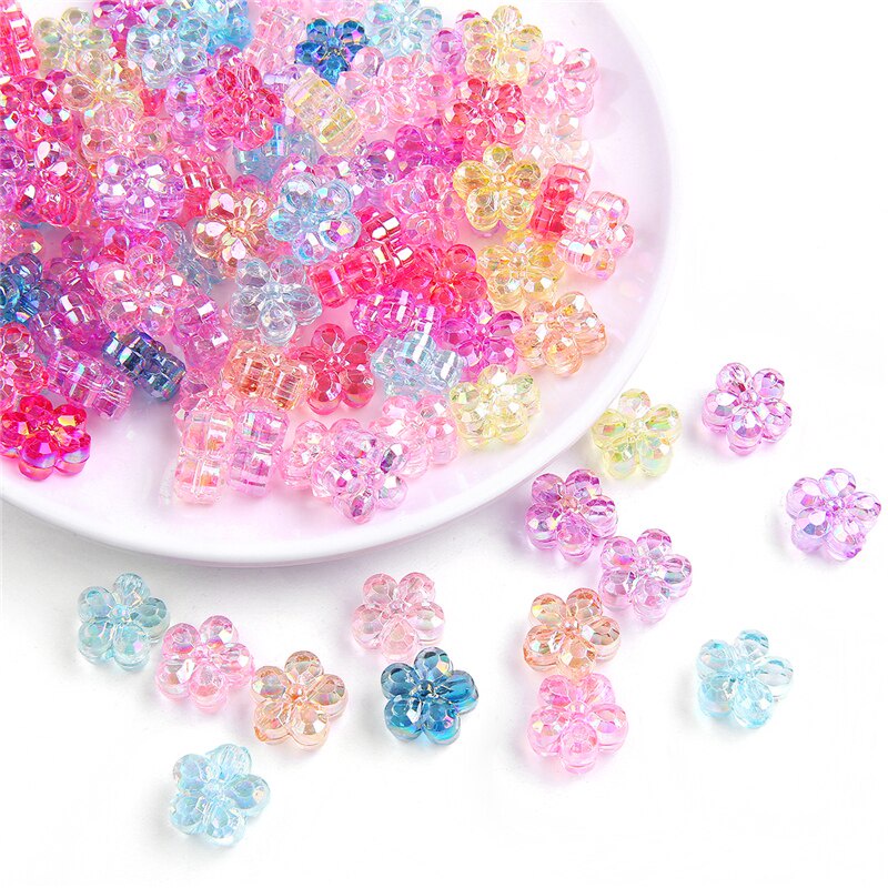 Set 20 / 30 Hạt Xỏ Lỗ Hình Hoa Bằng Nhựa Nhiều Màu Sắc Dùng Để Làm Trang Sức Thủ Công