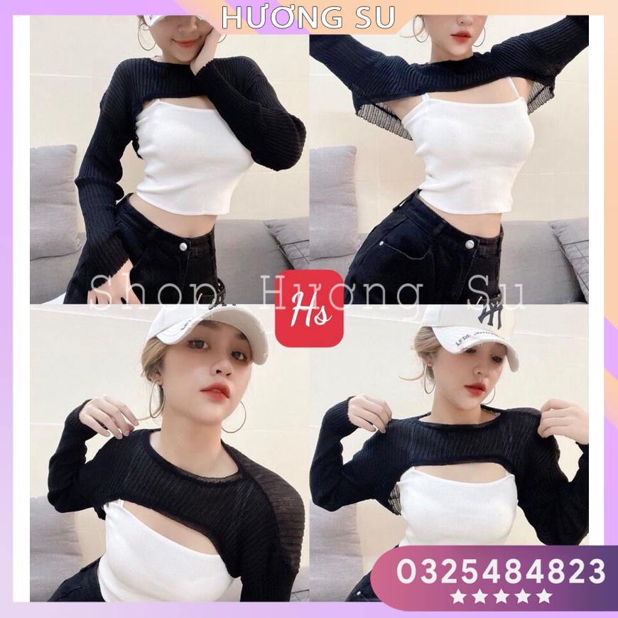 Set Áo Croptop BoZip cut out Kèm Áo Hai Dây - Hương Su