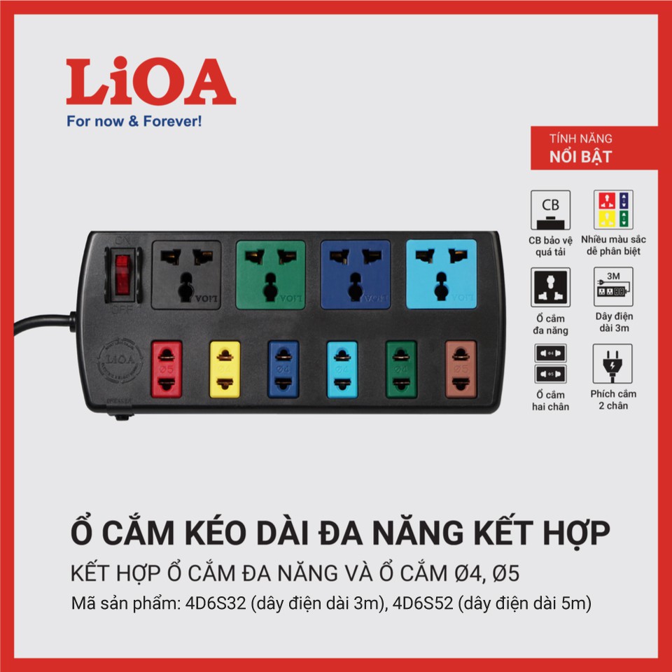 Ổ cắm điện kéo dài đa năng, ổ cắm có cổng usb, ổ cắm LiOA, ổ cắm công suất lớn