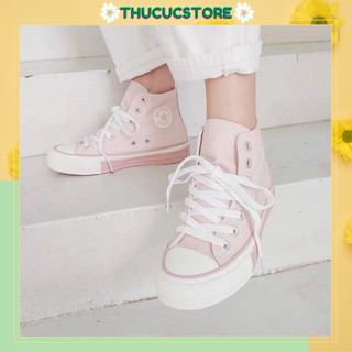 Giày thể thao sneaker màu pastel cổ cao đế bằng phong cách Hàn Quốc chuẩn hàng Quảng Châu (kèm ảnh thật)