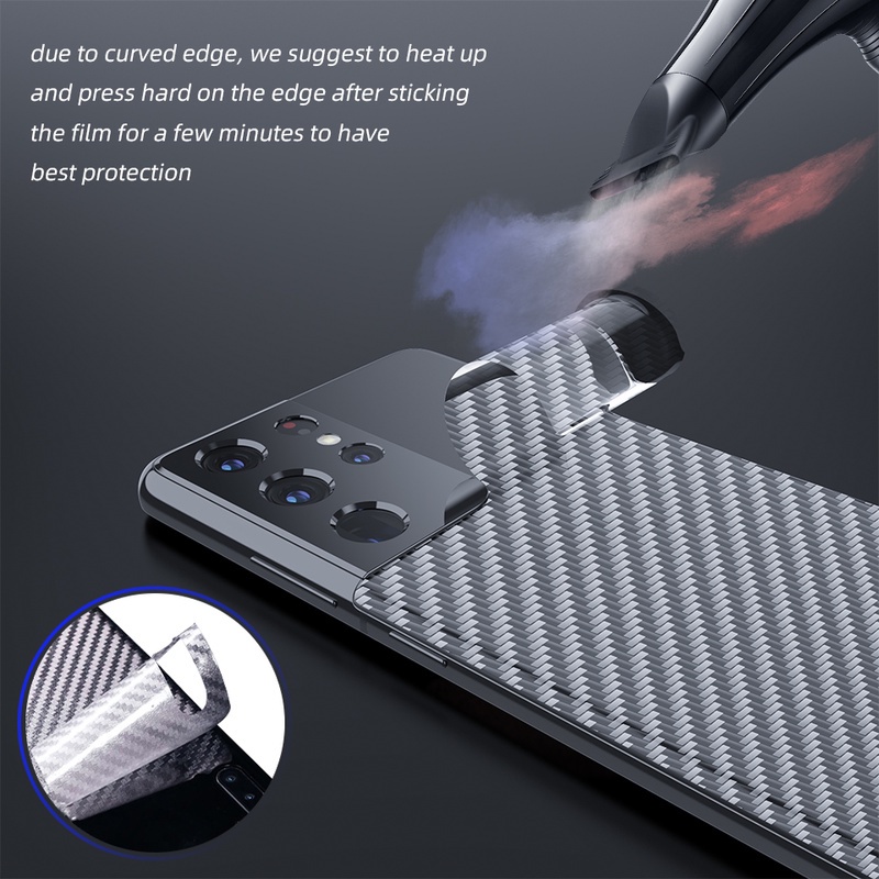 Bộ 3 Miếng Dán Lưng Họa Tiết Sợi Carbon Chống Bụi / Chống Dấu Vân Tay Cho Samsung S22 Plus Ultra