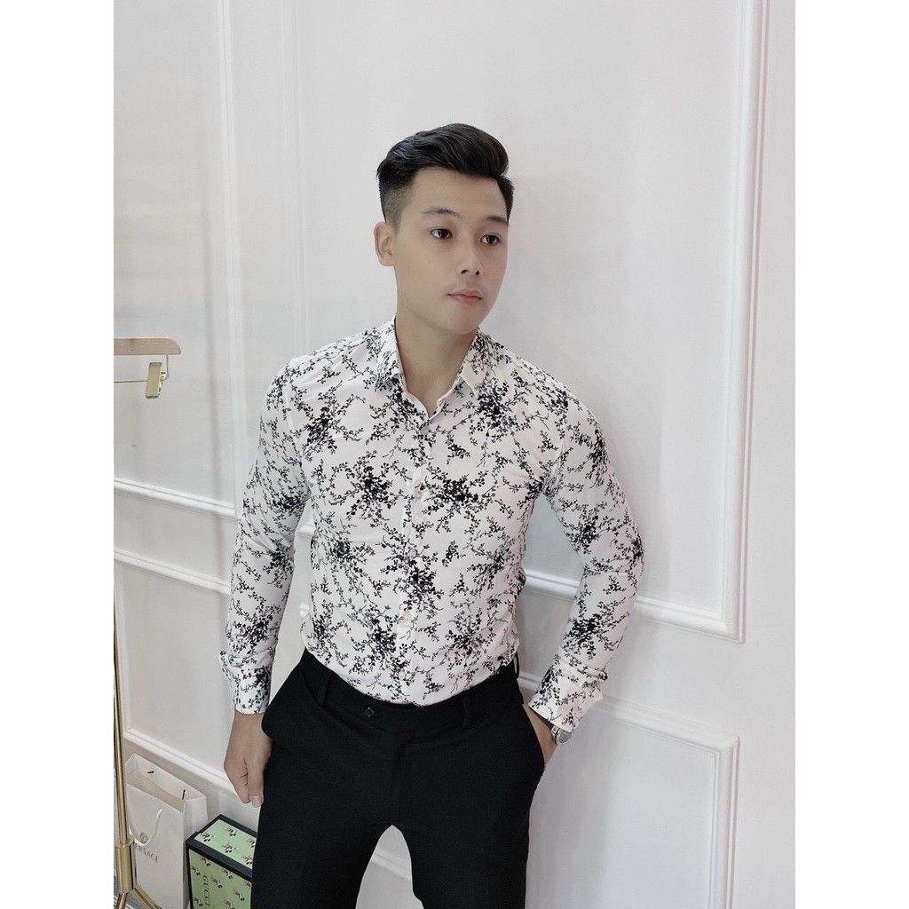 Sơ mi nam vải lụa TMINA, áo họa tiết, áo lụa nam dài tay SM12 | BigBuy360 - bigbuy360.vn