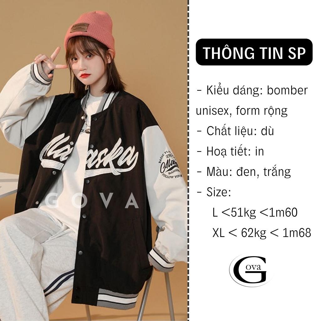 Áo khoác bomber dù IN Alaska nam nữ form rộng Unisex 2 lớp Siêu Hot ulzzang Jacket Bomber GOVA