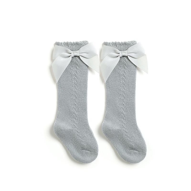 Vớ cotton Phối Lưới Mỏng Đính Nơ Xinh Xắn Cho Bé Gái