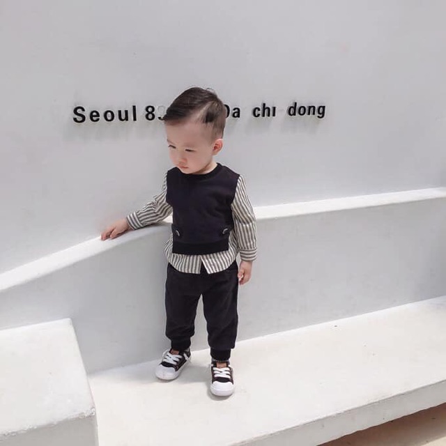 Set bộ bé trai phối tay kẻ cho bé trai | BigBuy360 - bigbuy360.vn