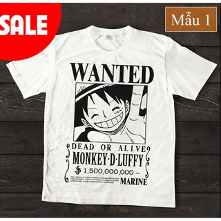 🔥FLASH SALE🔥 Áo phông Luffy truy nã màu trắng đẹp giá rẻ | Áo in hình One Piece cực HOT