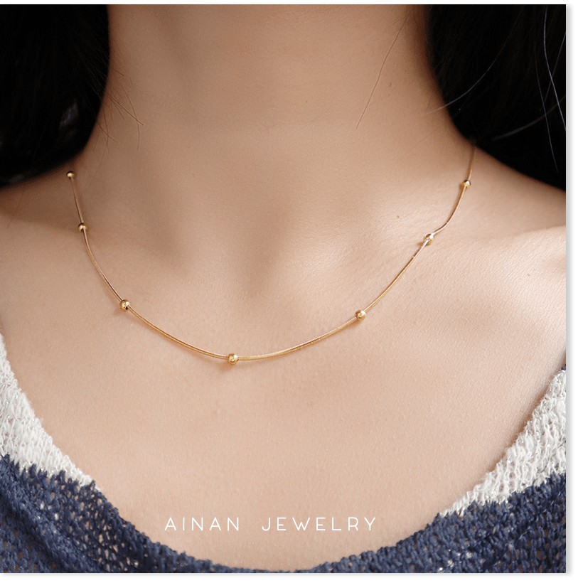 Dây chuyền titan bi dây mì (màu vàng) -TT4739 KHÔNG BAY MÀU - BẢO HÀNH 12 THÁNG