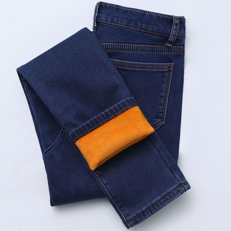 Quần Jeans Nữ Lưng Cao Lót Lông Cừu Dày Dặn Ấm Áp