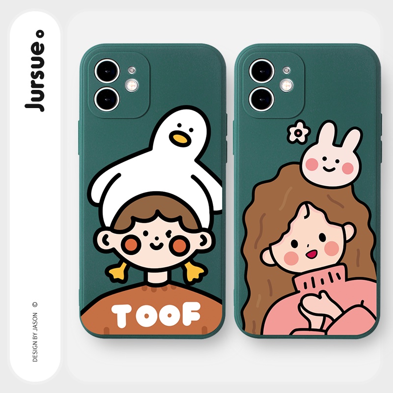 Ốp lưng JURSUE chống bẩn hoạt hình dễ thương đẹp cho iPhone 13 12 11 Pro Max SE 2020 X XR XS ip 8 7 6 6S Plus kute Y357
