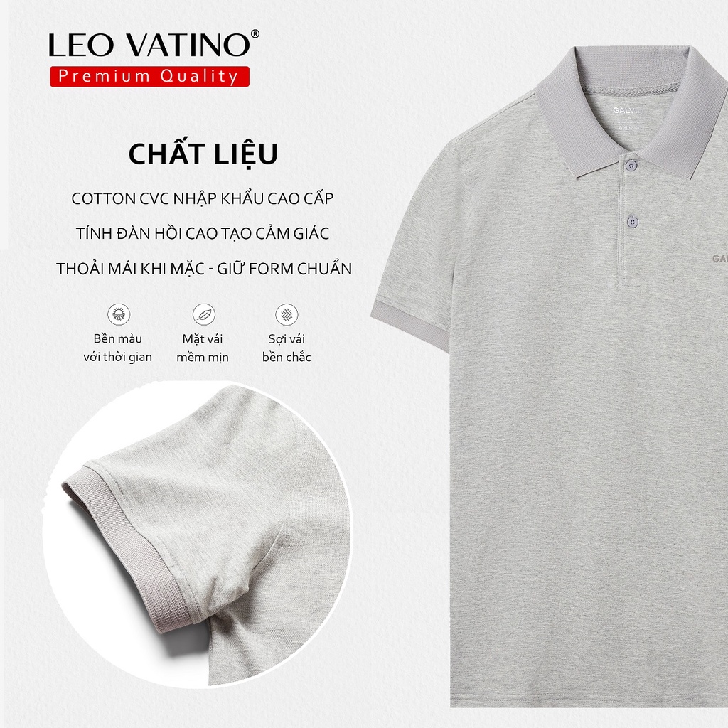 Áo thun Polo nam Galvin dòng Premium chất Cotton 95% CVC cá sấu cổ bẻ tay ngắn chuẩn form fullbox PLGVPR01 - Leo Vatino