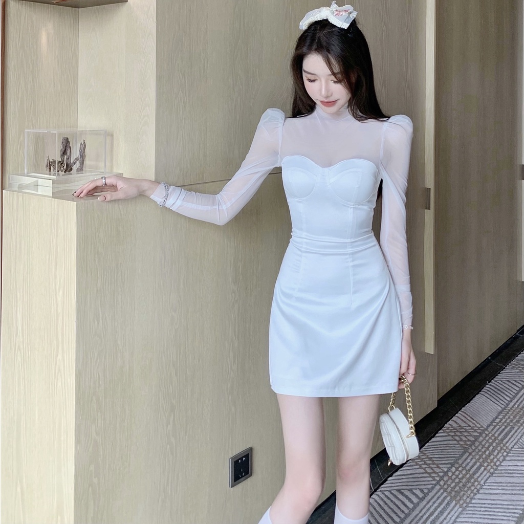 Đầm dáng ôm tay lưới Emilyshop ulzzang