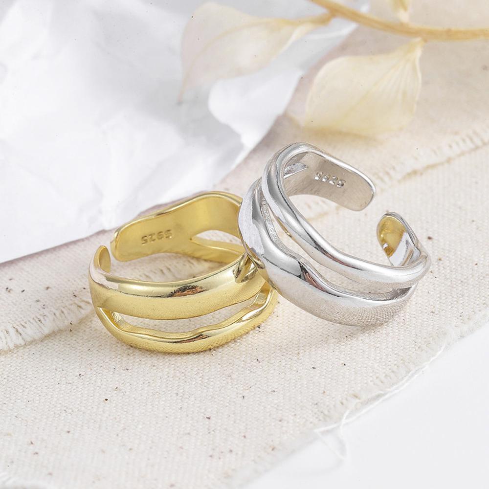 Nhẫn Hở Hai Vòng Tròn Phong Cách Hàn Quốc Thời Trang Dự Tiệc Cá Tính Dành Cho Nữ