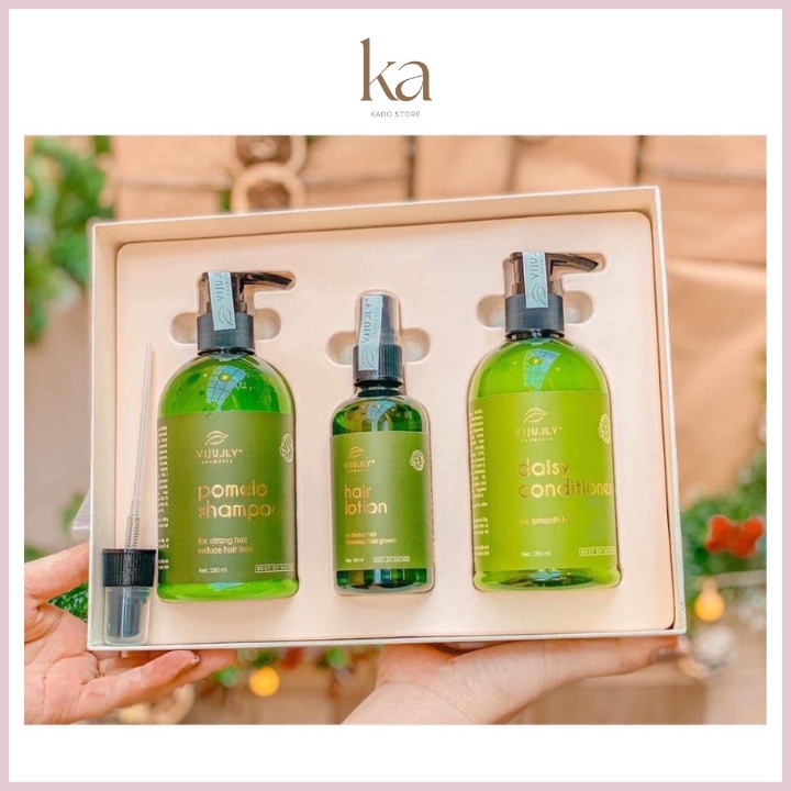 ComBo 3in1 Bộ Dầu Gội Bưởi, Kem Xả Dừa Hoa Cúc và Tinh Dầu Bưởi Cao Cấp VIJULLY Cosmectic - HÀNG CHÍNH HÃNG