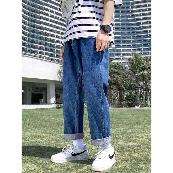 Quần jean bò nam nữ ống suông rộng Unisex hàng Quảng Châu phong cách Hàn Quốc sành điệu style 2022 - HAPONO-MJ042