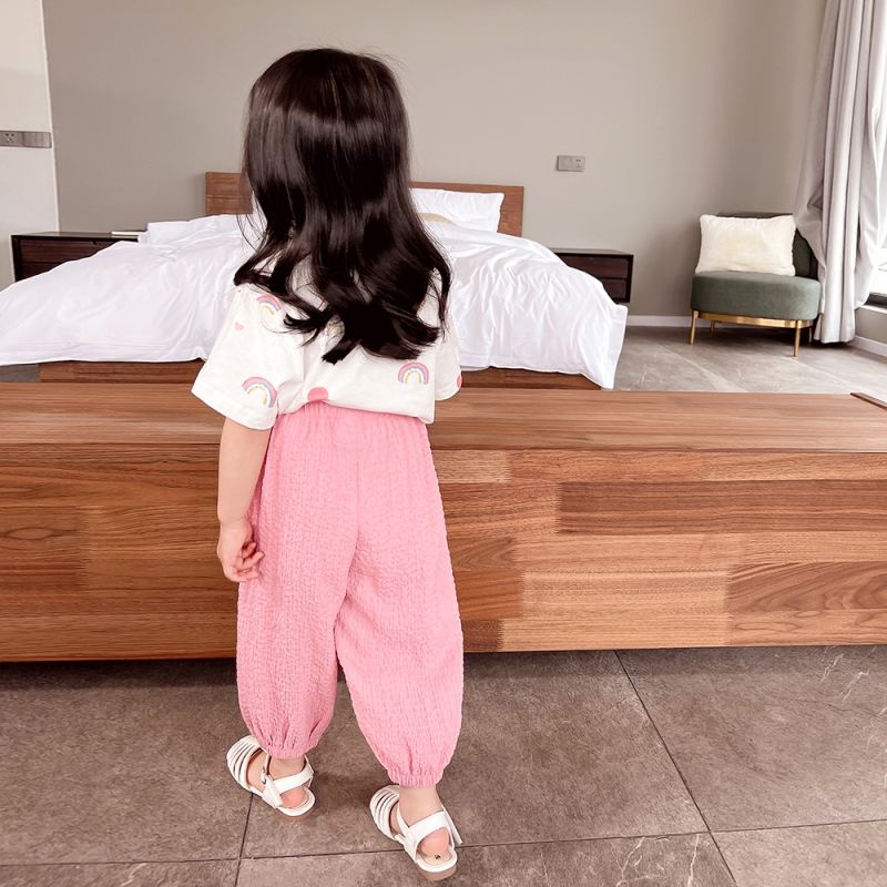 Quần Dài Vải Cotton Jacquard Màu Trơn Thoải Mái Chống Muỗi Thời Trang Mùa Hè Hàng Mới Cho Bé Gái 2022