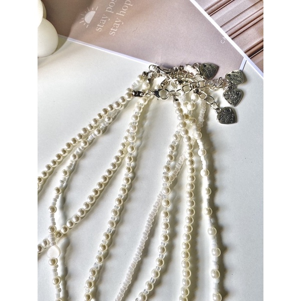 Dây chuyền hạt trai trắng kem