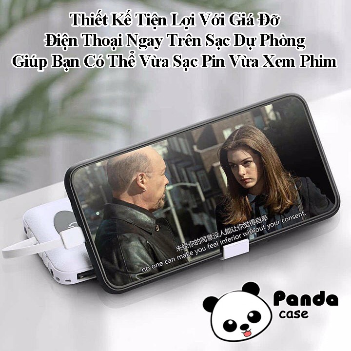 Pin sạc dự phòng SD Design THÔNG MINH KÈM 4 Cáp Sạc Micro, Lingtning, TypeC Cho Xiaomi Samsung IPhone Oppo,.. Panda Case