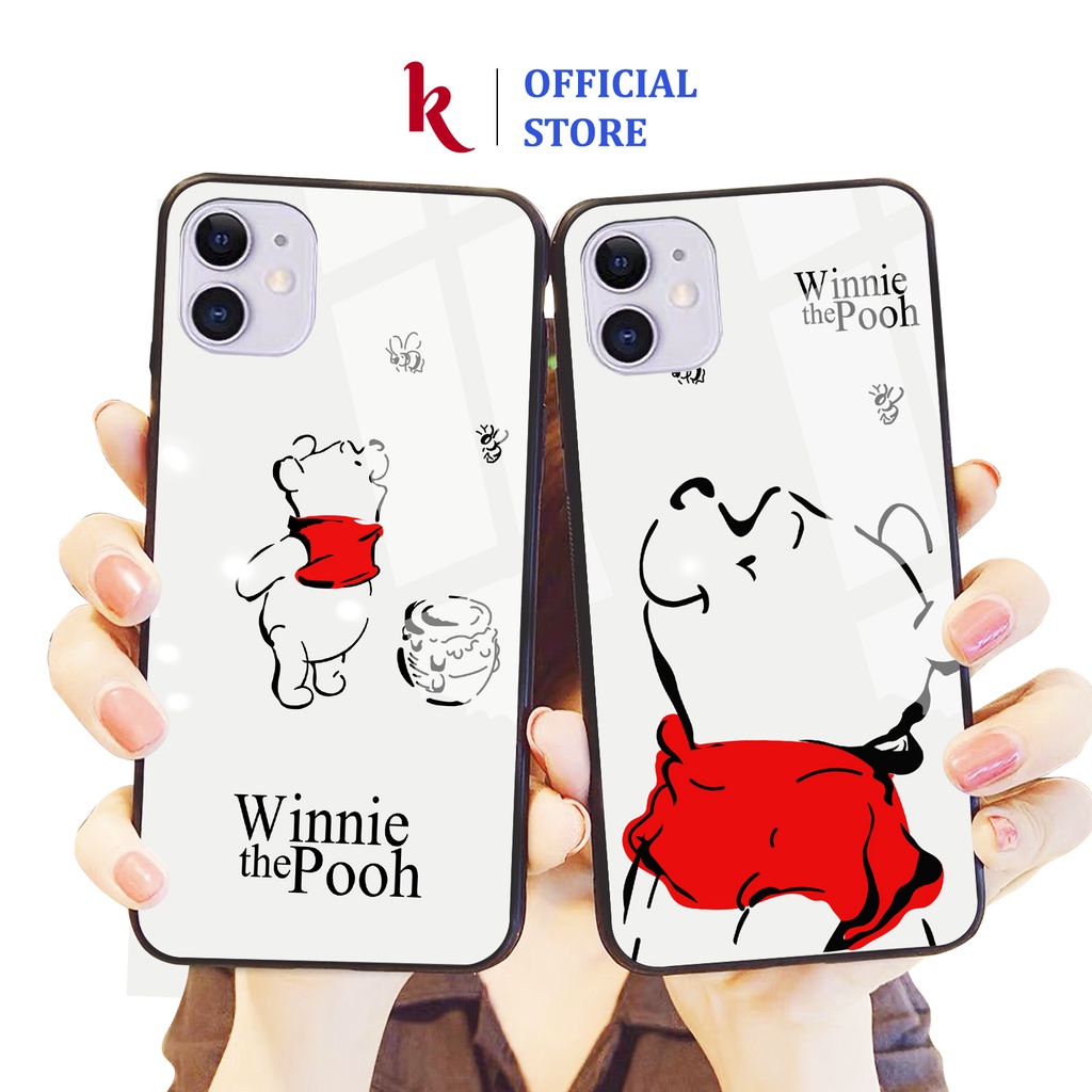 Ốp lưng iphone kính cặp đôi gấu mật case 14plus 14 pro max 13 12 promax 11 mini 6 6s 7 8 plus x xr xs Se