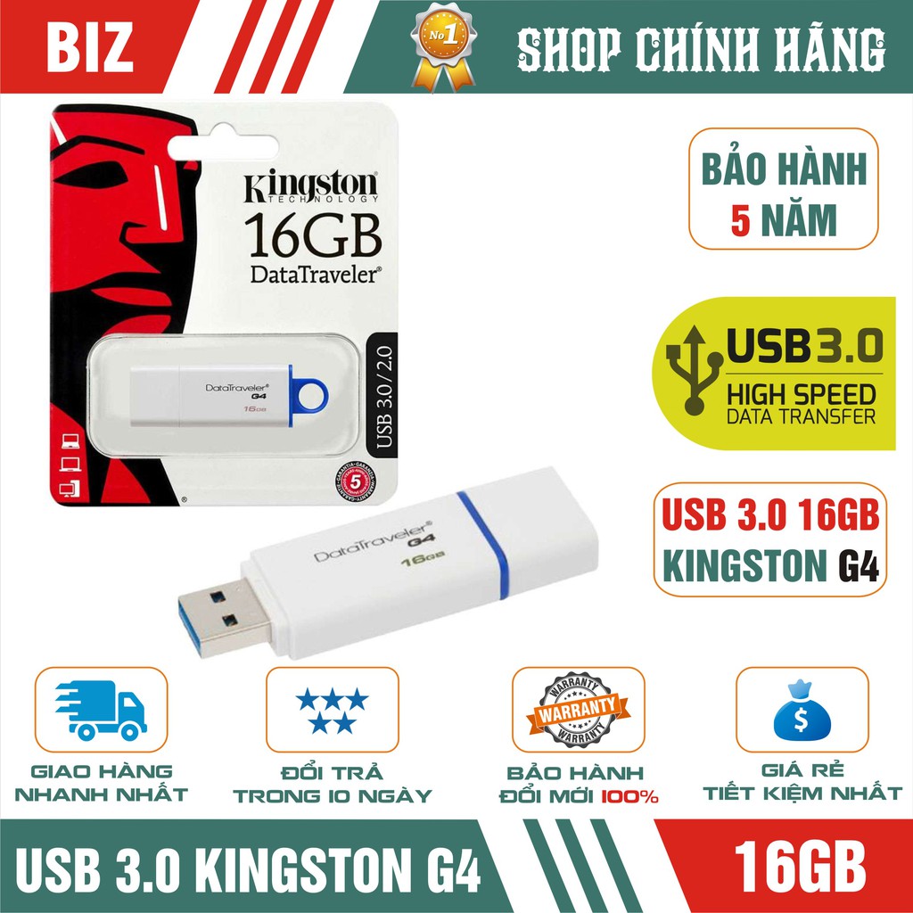 USB 3.0 16GB Kingston DataTraveler G4 - Bảo hành 5 năm