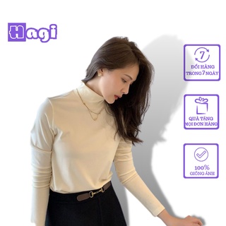 Áo giữ nhiệt nữ Hagi cổ cao co giãn 4 chiều lót nỉ phong cách hàn quốc A002