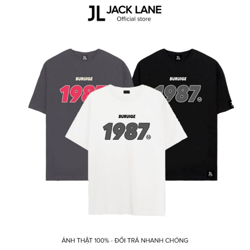 ☃﹍✎Áo phông Oversize 1987, JACKLANE, cộc tay Unisex Jack Lane