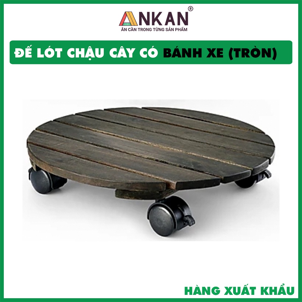 Đế Để Chậu Cây Có Bánh Xe Thương Hiệu ANKAN Làm Giá Đỡ Kệ Hoa Cây Cảnh Đường Kính 35cm Màu Đen