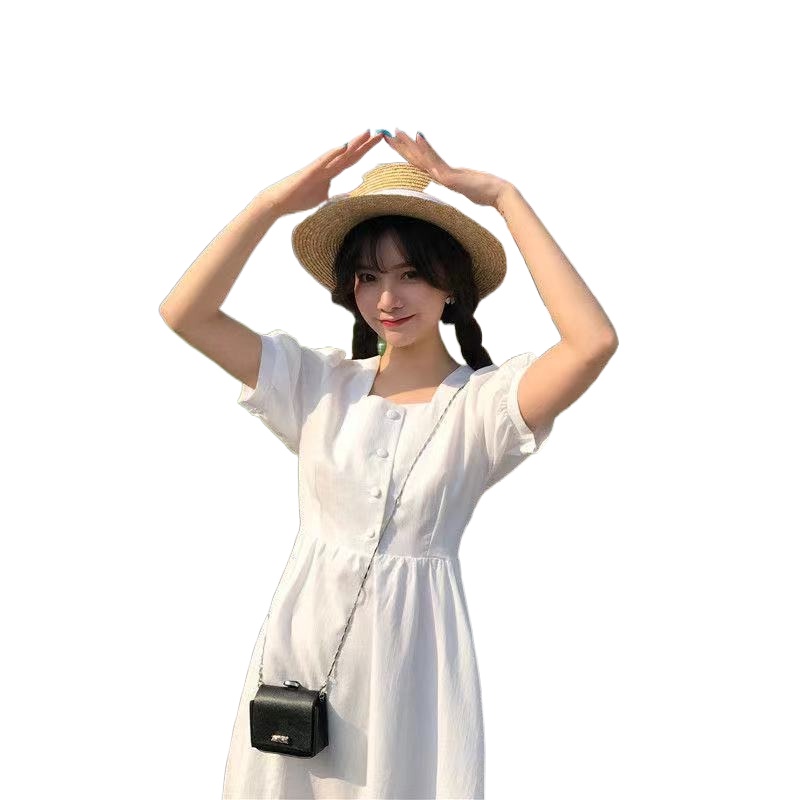 Đầm Perty dài ngang gối ngọt ngào dễ thương phong cách Hàn Quốc thời trang mùa hè cho nữ