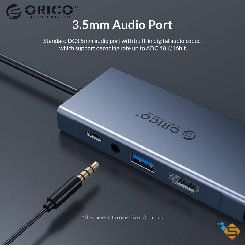 Bộ Chia Hub ORICO 5 Trong 1 Type-C Sang HDMI+USB3.0+VGA+AUDIO+PD 100W Tiện Dụng Cho Macbook Laptop PC - BH 1 Năm