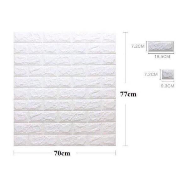 Xốp dán tường 3D giả gạch vân bóng kích thước 70x77cm dày 4mm màu trắng