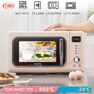Hộp cơm văn phòng thủy tinh có chia ngăn và dùng được trong lò vi sóng