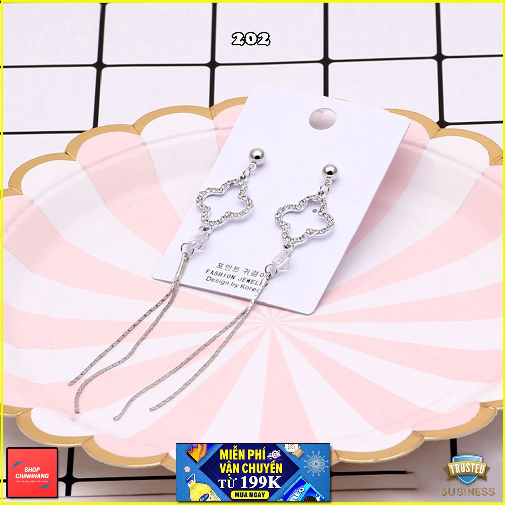 BÔNG TAI THỜI TRANG ĐUÔI DÀI MIX ĐÁ SANG TRỌNG TINH TẾ SH202