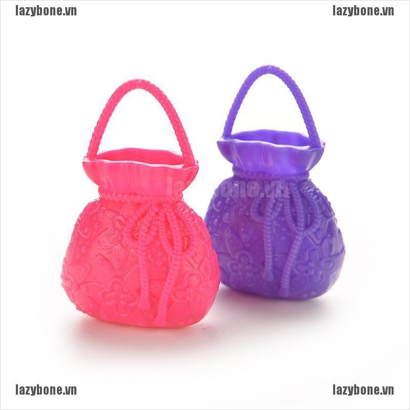 Bộ 10 cái túi xách mini bằng nhựa nhiều màu xinh xắn cho búp bê