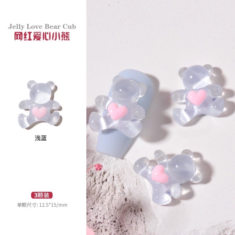 Charm Gấu Tim Trang Trí Móng