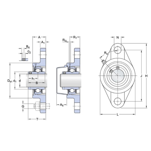 Gối đỡ vòng bi trục ngang, Trục dọc hình dạng hột xoài đường kính trục 20mm UCFL204