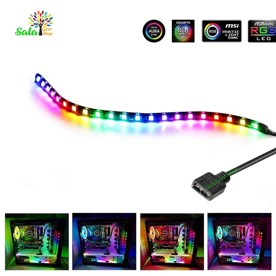 Dây Led 5v 3pin RGB rainbow đồng bộ Asus Aura, RGB Fusion, MSI Mystic Light, Asrock RGB