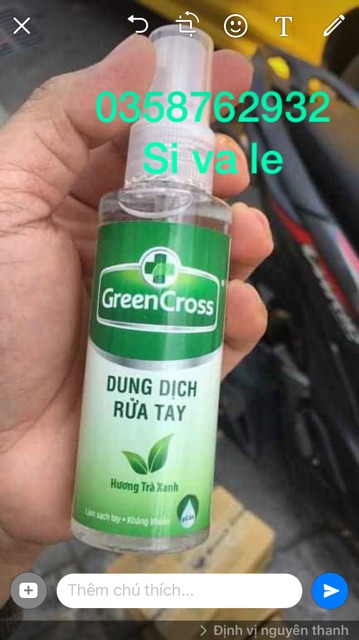 Nước rửa tay khô,khử mùi,diệt khuẩn,nước rửa tay khô mini Green cross 70ml,xuất hóa đơn đỏ,