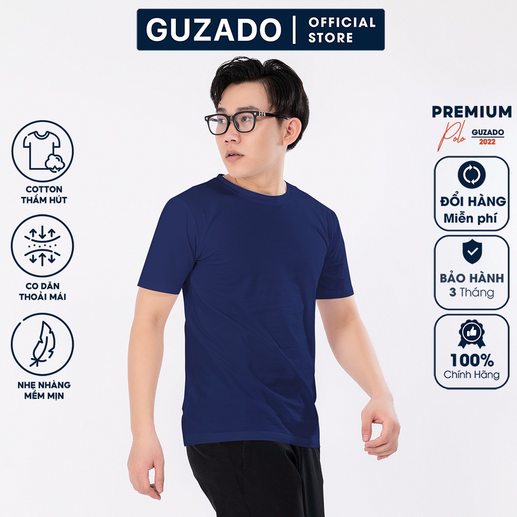 Áo Thun Nam Cổ Tròn Guzado Chất Cotton, Mềm Mịn, Thấm Hút Tốt, Co Giãn 4 Chiều GTS01.HN
