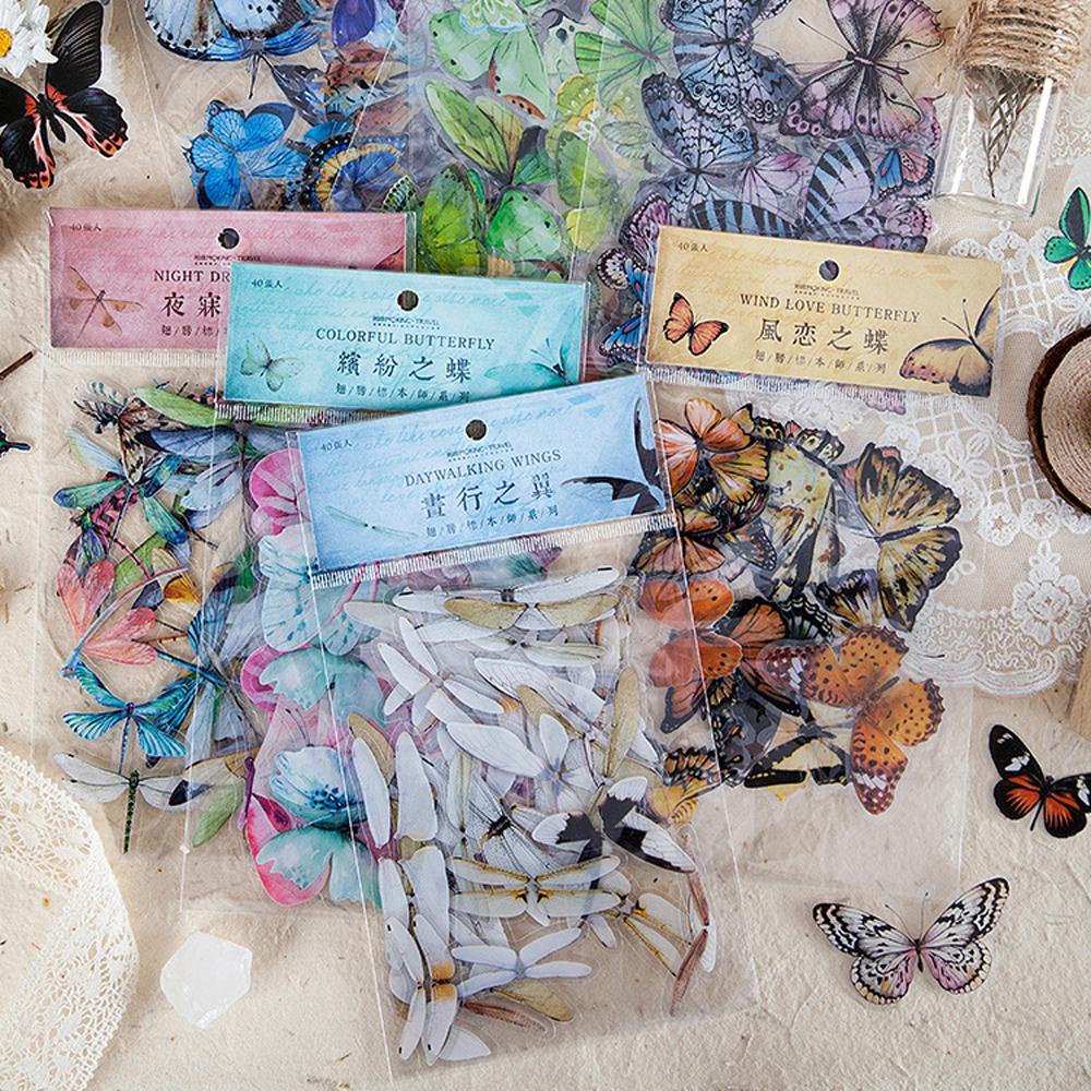 Túi 40 Miếng Dán Hình Đôi Cánh Dùng Trang Trí Sổ Tay / Nhật Ký DIY