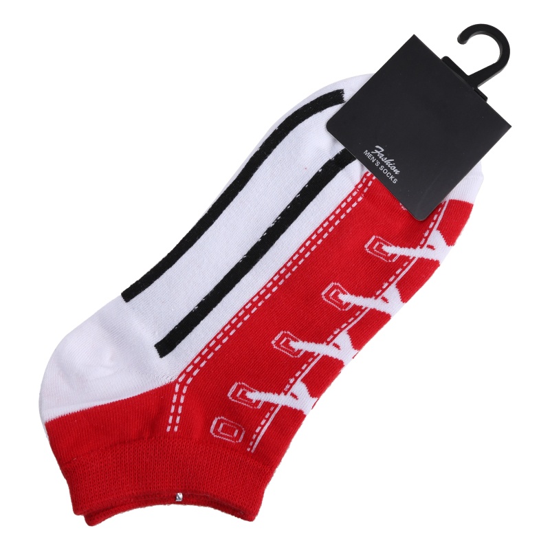 Vớ Cotton Cổ Thuyền In Họa Tiết Kẻ Sọc 3D Cột Dây Unisex