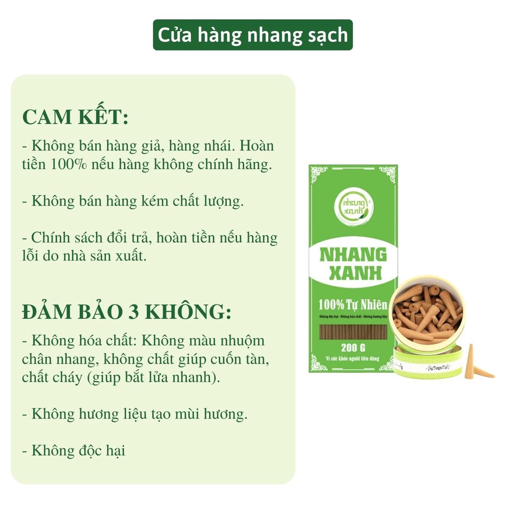 Combo Nhang trầm hương Nhang Xanh hộp 200gr 20cm và nụ trầm hương cao cấp 60 viên