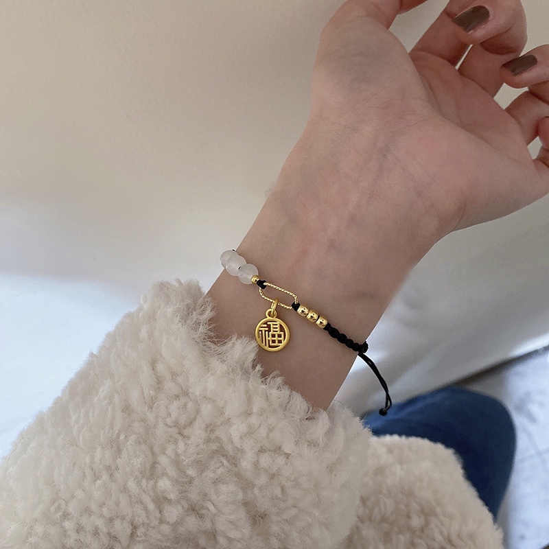 Vòng Tay Đính Hạt May Mắn Handmade Có Thể Điều Chỉnh Cho Nữ