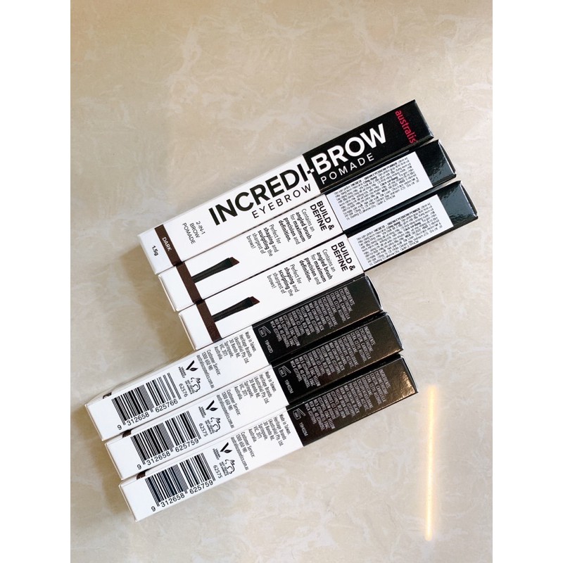 Bình Kẻ Chân Mày Dạng Kem Siêu Lì Màu Nâu Đậm Nâu Sáng Incredi Brow Eyebrow Pomade Australis