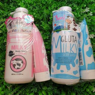 💕💕👀BỘ Sữa tắm + sữa rửa mặt Beauty Buffet Milk Gluta Bath Cream Thái Lan