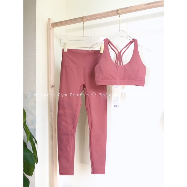 Bộ Tập Gym Yoga LuLu Cao Cấp Màu Hồng