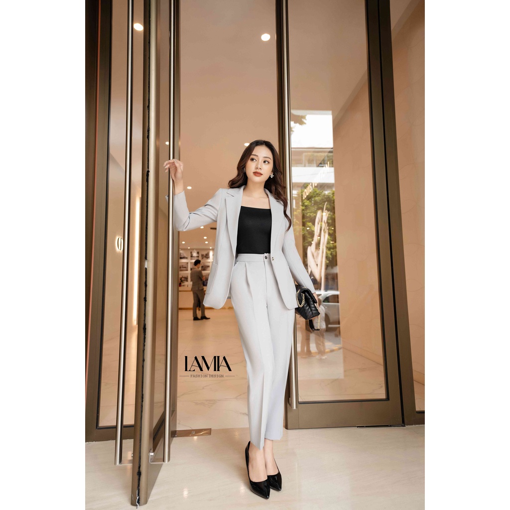 SET VEST NỮ TAY DÀI DÁNG XUÔNG PHỐI QUẦN BAGGY XANH NGỌC LAMIA DESIGN LE111 | BigBuy360 - bigbuy360.vn