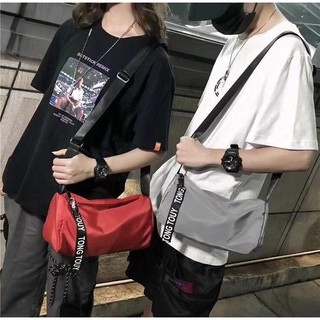Túi trống vải màu trơn, tag chữ tong touy