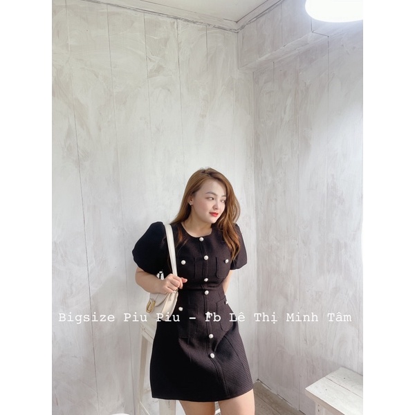 Đầm Tiệc Bigsize Thiết Kế Váy Đen A phối nút đơn giản có size M/L/Xl/XXl