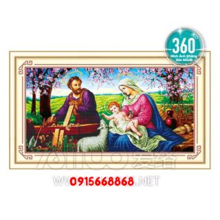 Tranh đính đá gia đình chúa tuyệt đẹp kt 82*50cm (kèm ảnh thật)